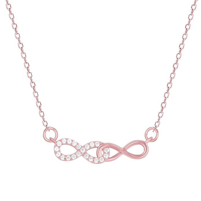 GIVA 925 Silver Rose Gold Infinity Pendant Necklace Ring Stud Earrings Toe Rings Anklet Bracelet for Women & Girls